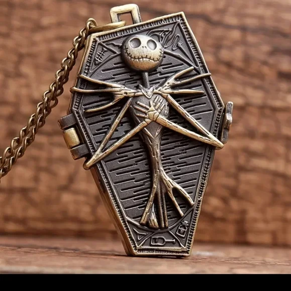 New gold Jack skellington Nightmare Before Christmas Pocket Watches.  OTHERS … Jack Skellington Pocket Watch, Halloween Jewelry, The  main image 3